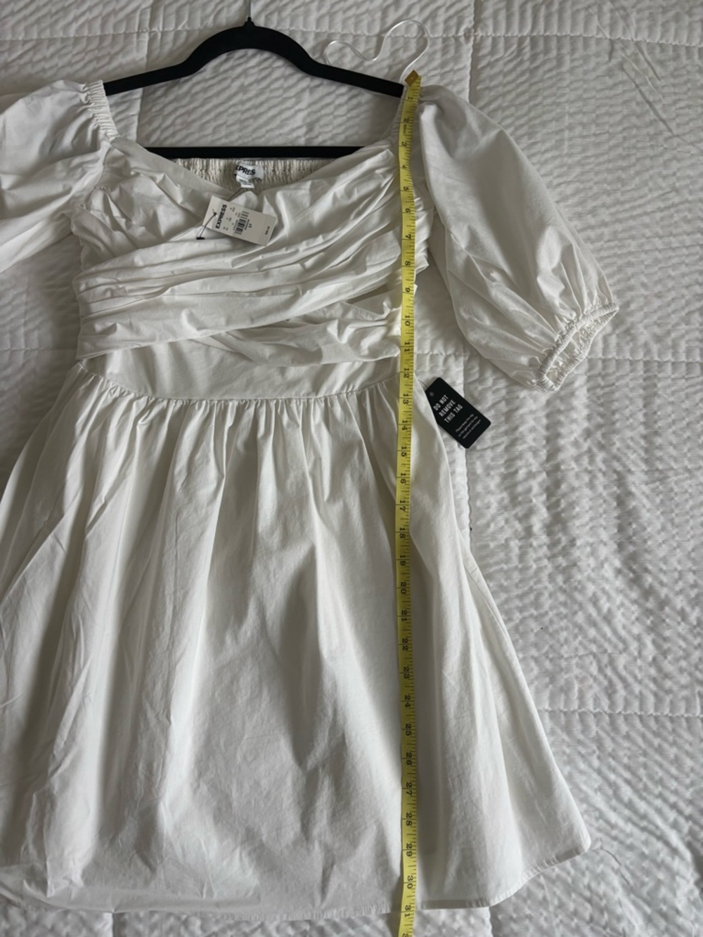 Express White Off Shoulder Puff Sleeve Dress Size S NWT - Picture 6 of 6